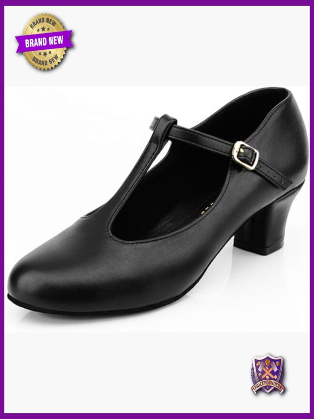 T-Strap Character Dance Shoes Women's Latin Salsa Tango Heels 2.3"